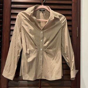 Anthropology DREW Tan and White Striped Shirt